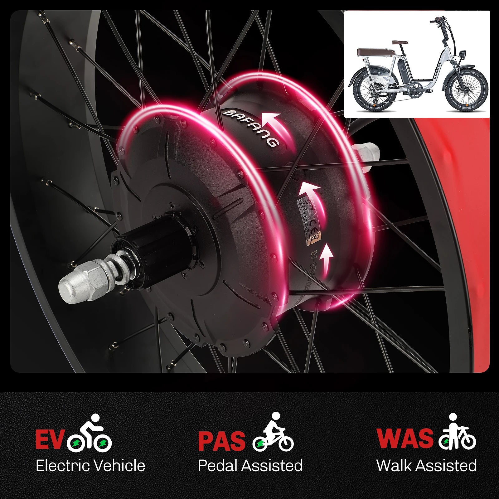 BAFANG 750W EBike Conversion Kit - Rear Hub Motor Drive for 20" 26" Snow/Beach Fat Bike - Upgrade Your MTB Cruiser Foldable Bike