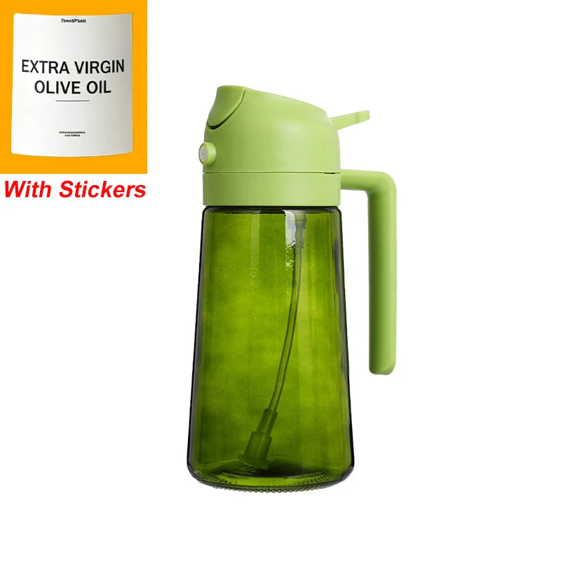 16oz/470ml 2-in-1 Brown Glass Oil Dispenser Sprayer Leakproof Eco-Friendly Olive Oil Sprayer for Cooking Baking BBQ Grill