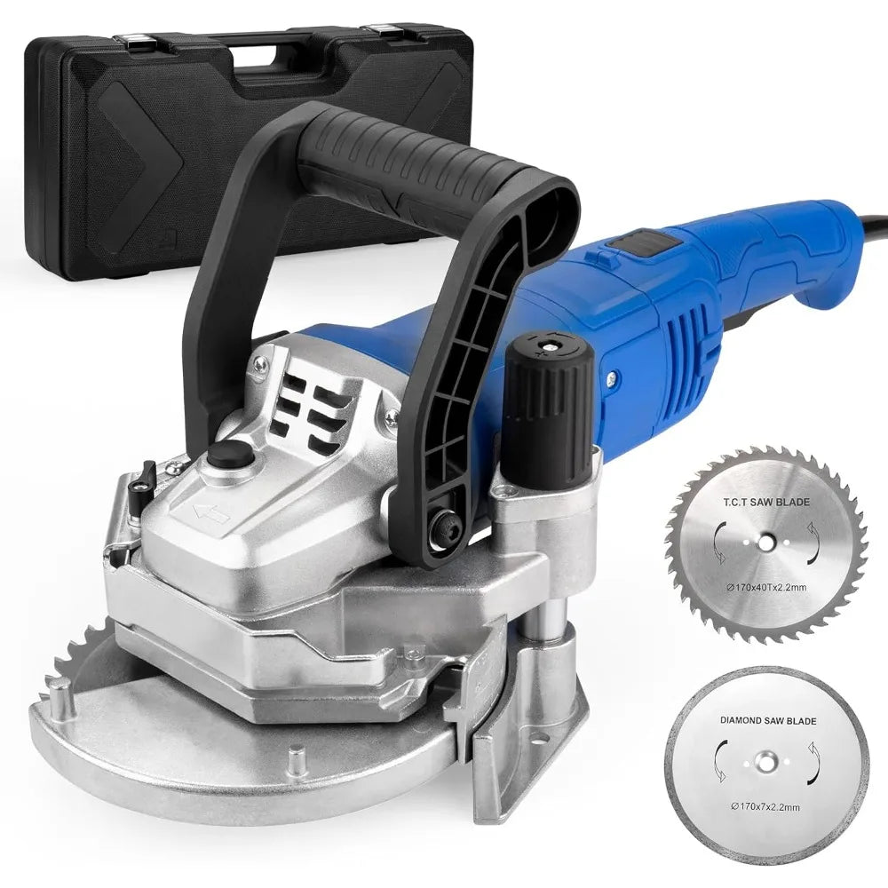 Heavy-Duty Undercut Saw Jamb Saw Kit 1800W 2.5HP 120V 60Hz, with Two 6.5" Alloy Blade (Wood) and One Diamond Blade Model EUS1800