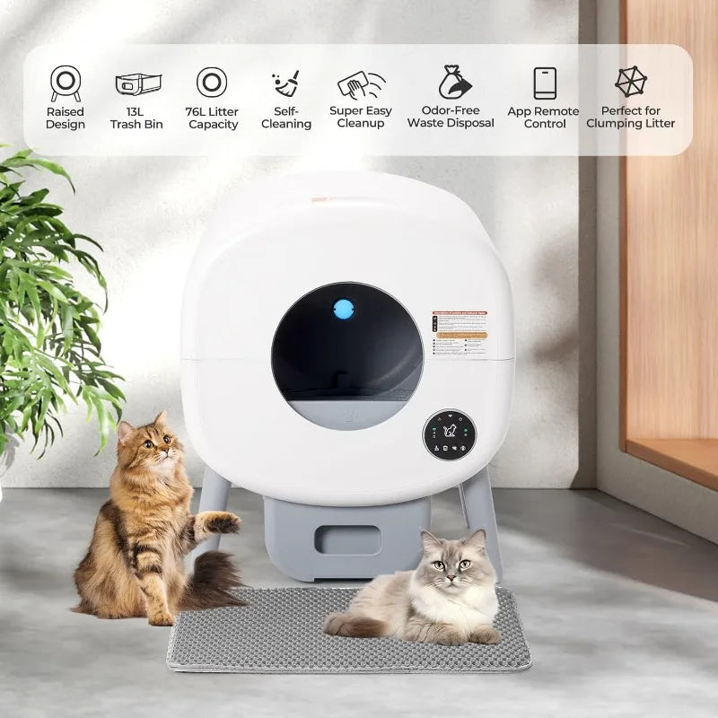Extra Large  Multiple Cats, Odor-Free, App-Controlled, Ambient Light Waste Disposal