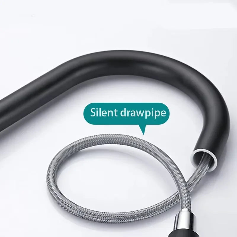 Stainless steel kitchen faucet single hole pull out spout kitchen sink mixer faucet flow spray head 360 swivel cleaning faucet