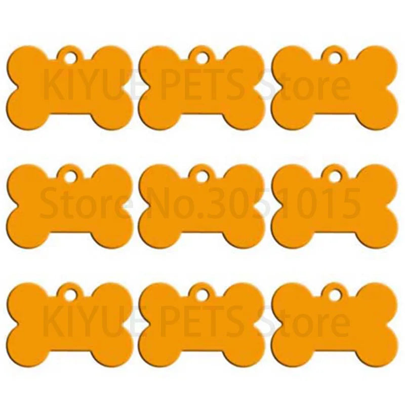 Wholesale 100Pcs Bone Dog ID Tag Engraving Pet Dog ID Tags Collars Bone Name Number Tags Customized Anodizing aluminum Puppy Tag