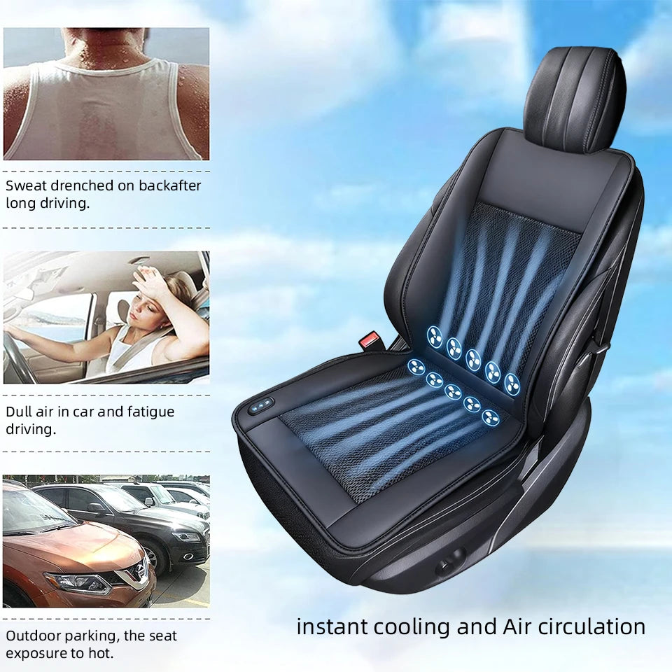 12V Seasons General Multi functional Seat Cover Car Seat Cushion With 10 Fan Ventilation Cooling＆2-Point Massage＆Full Heating