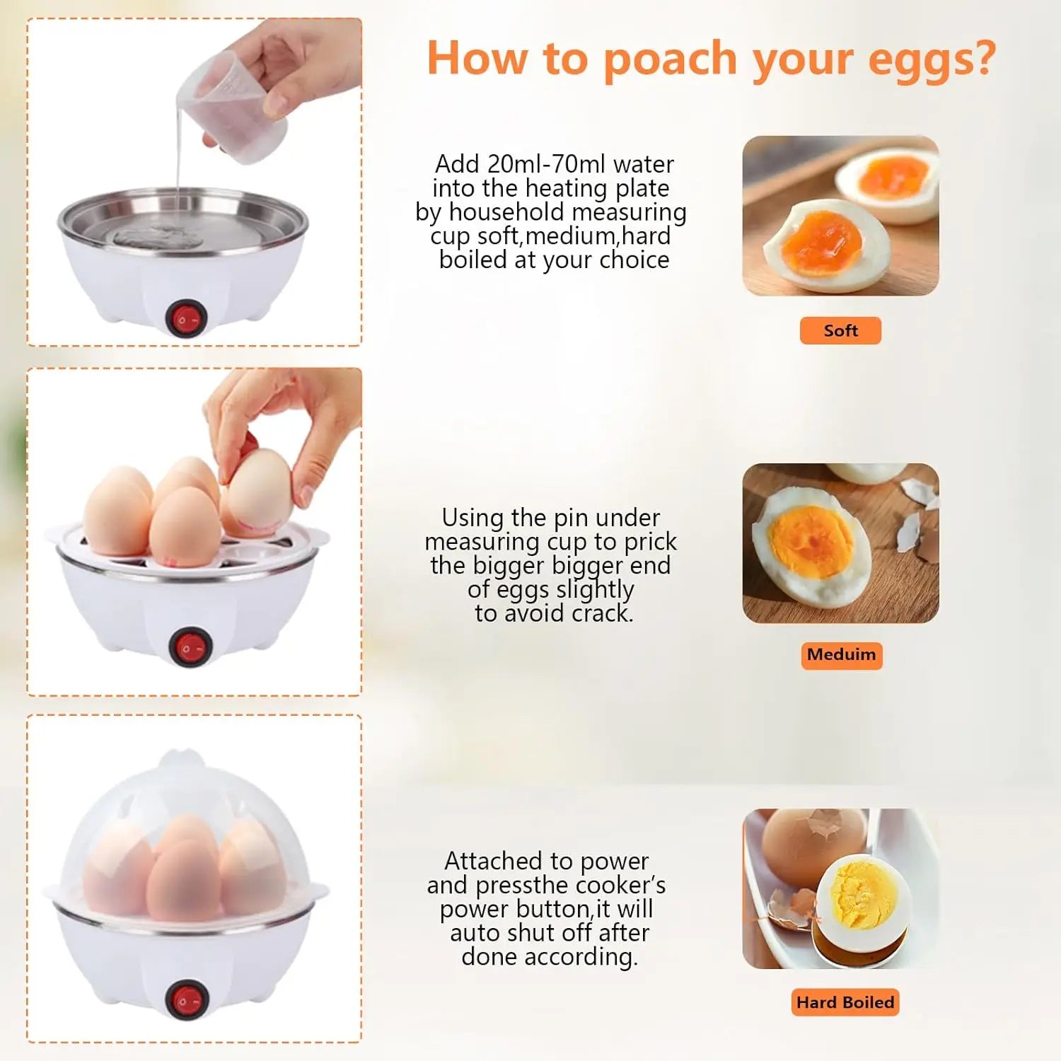 Electric Eggs Cooker, Rapid Multifunctional Mini Eggs Cooker Boiler For Poached Eggs, Scrambled Eggs, Omelets, Auto Shut