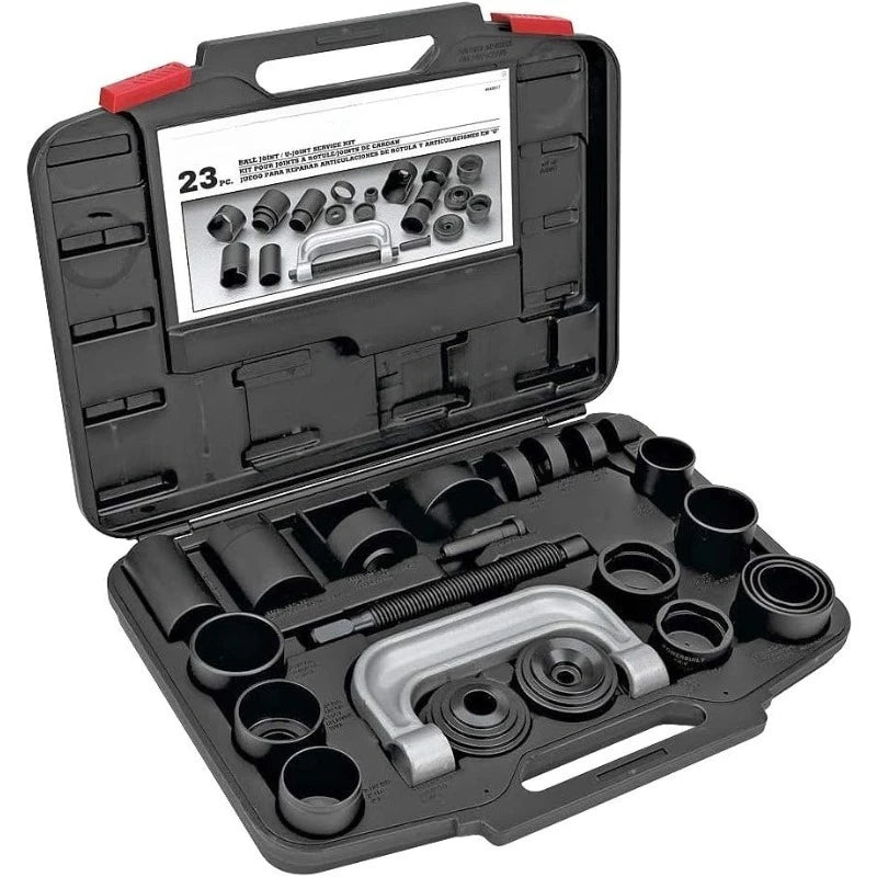 Ball and U Joint Service Set, 23 Piece Tool Kit, Remove and Install Ball Joints, Receiving Tube, Adapters, Sockets -