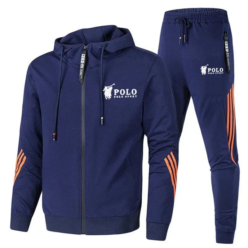 Outdoor fashion men's hooded jacket + jogging pants 2-piece set, 2025 new spring and autumn casual men's sportswear set