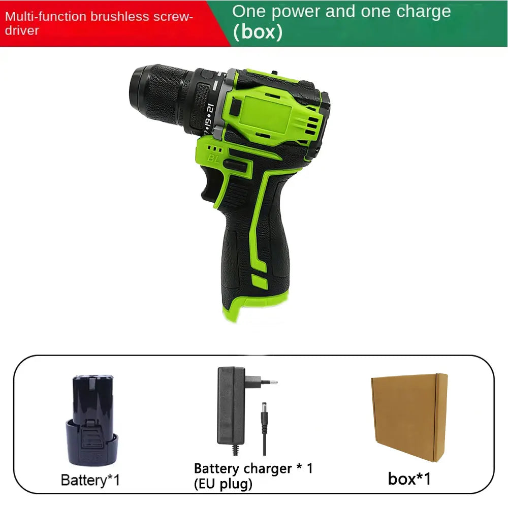 16.8V 2in1 Lithium Drill Electric Screwdriver Multi-function Power Tool 45Nm Torque Brushless Motor Practical Screw Driver