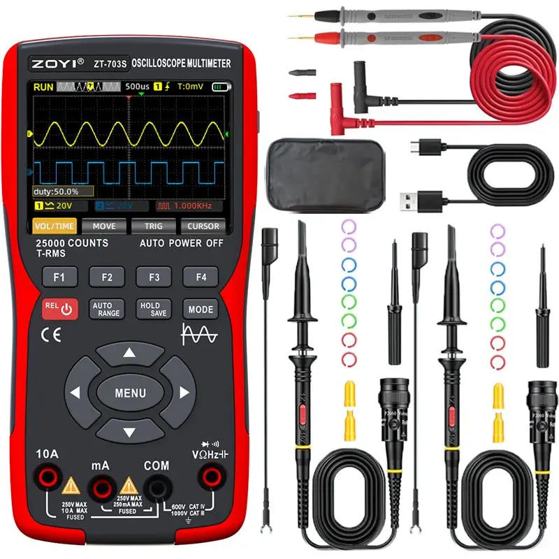 ZOYI ZT703S 702S Digital Oscilloscope Multimeter Transistor Tester 50MHz Bandwidth 280MS Sampling Rate Support Waveform Storage