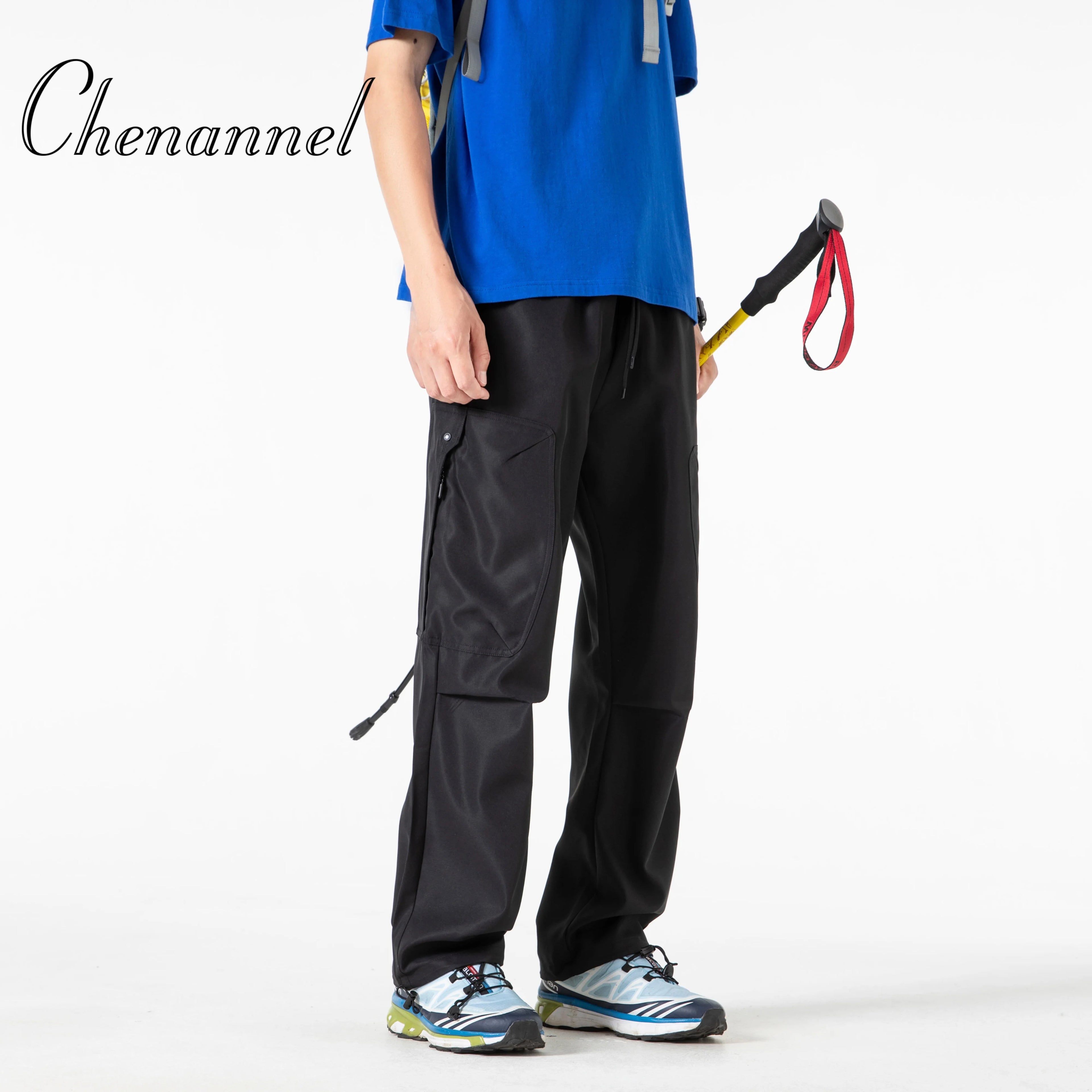 Outdoor Climbing Camping Hiking Trousers Casual Loose Cuffed Pants Men's Solid Color Long Pants Autumn Fashion Men Clothing