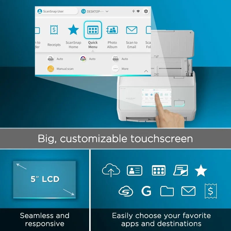 IX2500 Wireless Or USB High-Speed Cloud Enabled Document, Photo & Receipt Scanner With Large 5" Touchscreen And 100