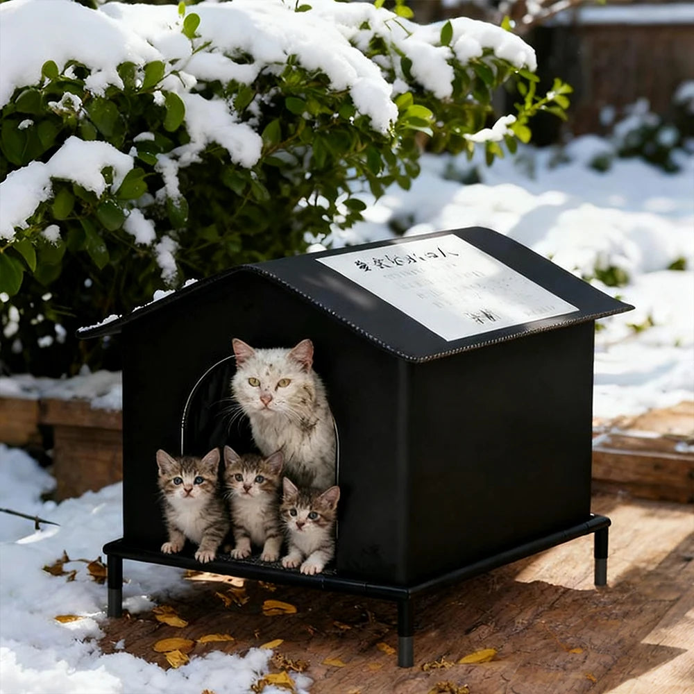 Cat House for Outdoor Cats Weatherproof and Insulated Feral Cat House with Mat and Canopy Easy to Put Together Cat Shelter