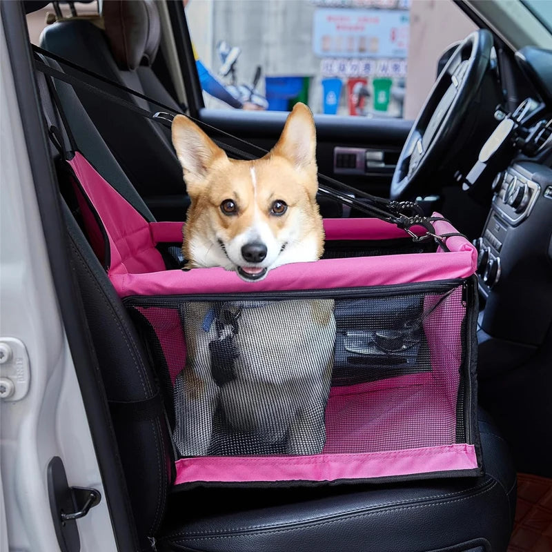 Dog Car Seat,Scratch Proof Durable Pet Booster Car Front Seat Puppy Safety Belt Stable Foldable Travel Pet Car Seat
