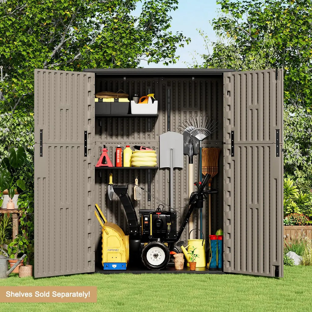 Outdoor Storage Shed,57 Cu.ft Vertical Outdoor Storage Cabinet Waterproof, Outdoor Resin Tool Shed for Patio, Customized