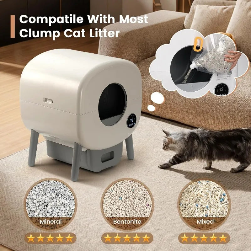 Extra Large  Multiple Cats, Odor-Free, App-Controlled, Ambient Light Waste Disposal