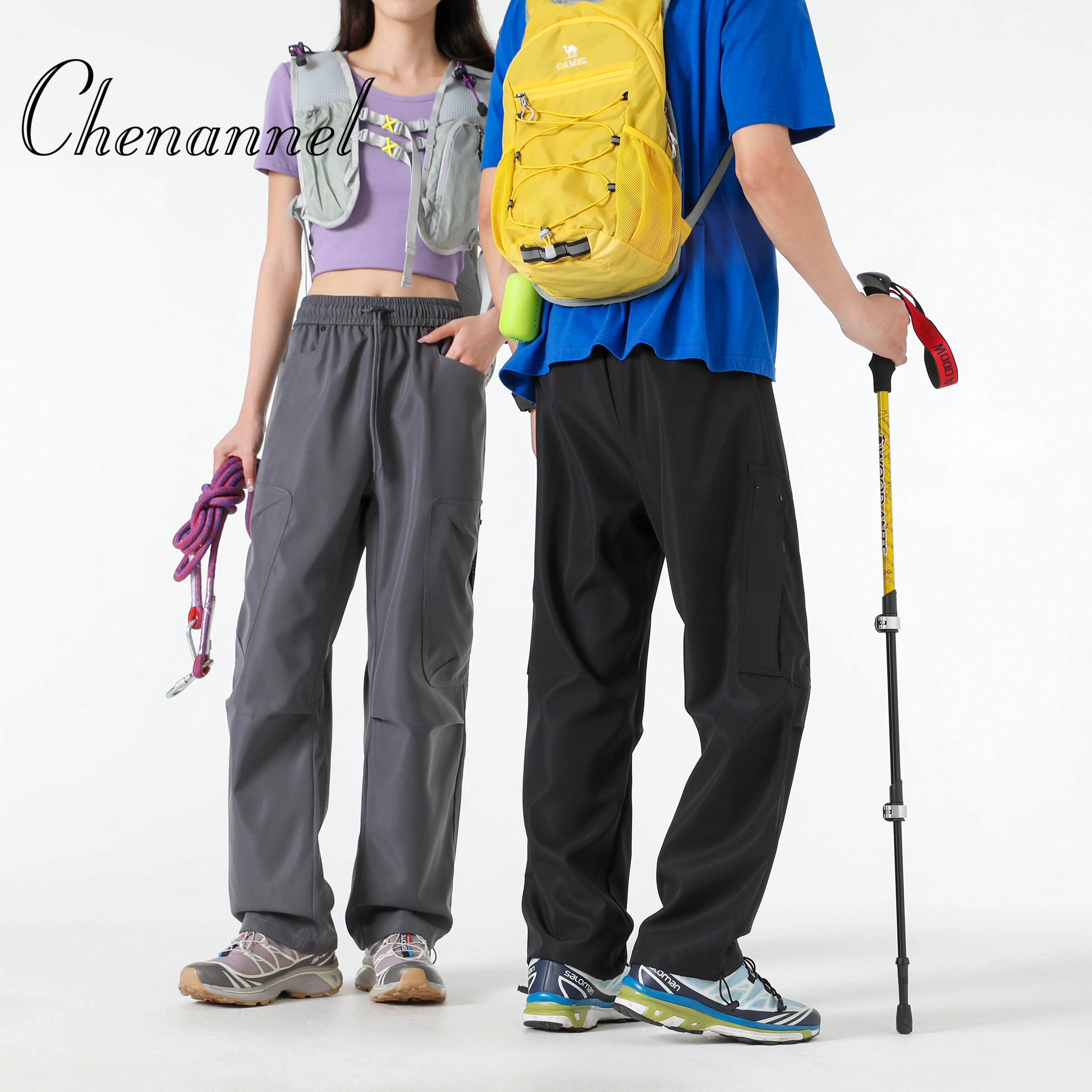 Outdoor Climbing Camping Hiking Trousers Casual Loose Cuffed Pants Men's Solid Color Long Pants Autumn Fashion Men Clothing