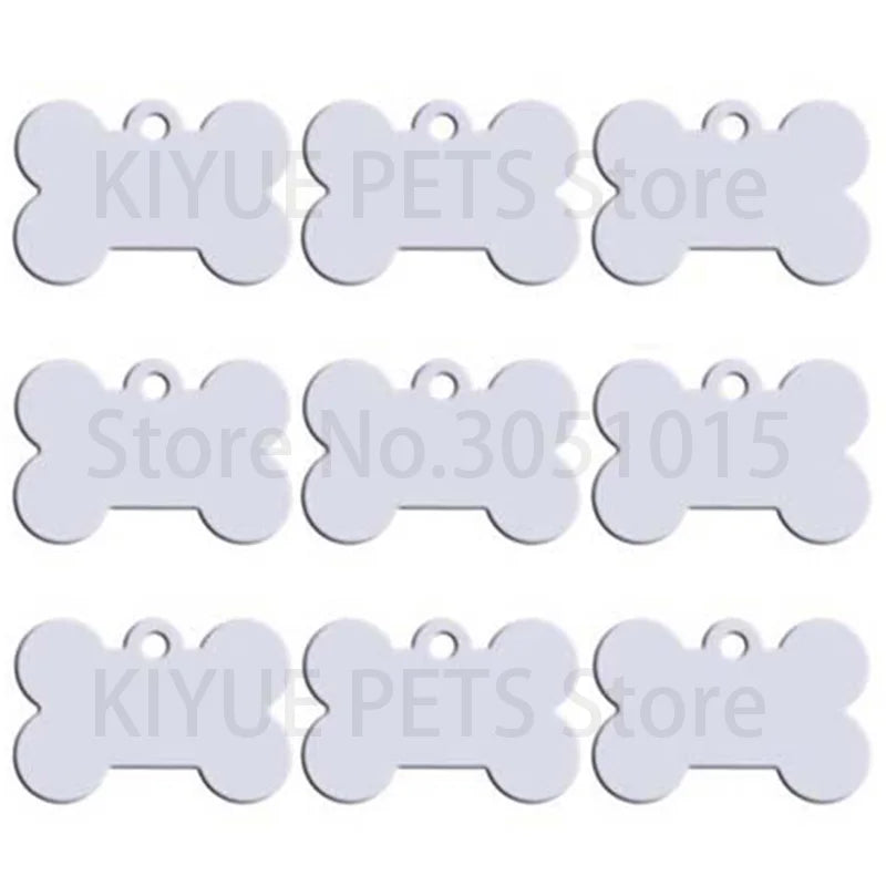 Wholesale 100Pcs Bone Dog ID Tag Engraving Pet Dog ID Tags Collars Bone Name Number Tags Customized Anodizing aluminum Puppy Tag