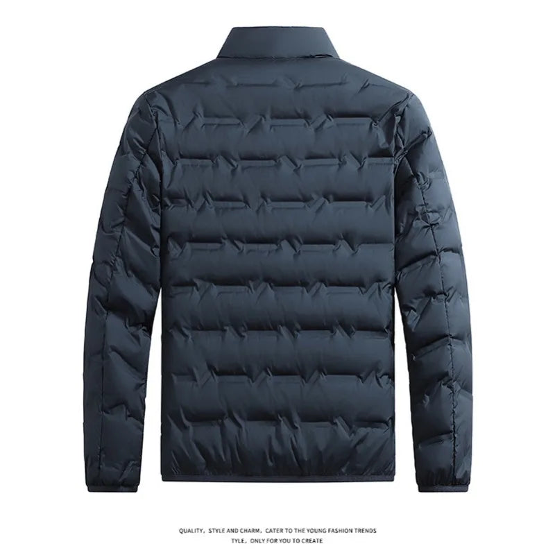 Winter Casual Warm Men Hiking Down Jacket Outdoor Windproof Outerwear Solid Color Thicken Male Down Coats Fashion Stand Collar