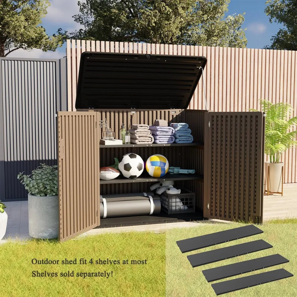 Larger Outdoor Storage Shed Weather Resistance, Resin Sheds & Outdoor Storage for Garden, Patios, Backyards, 48 Cu.Ft Tool Shed