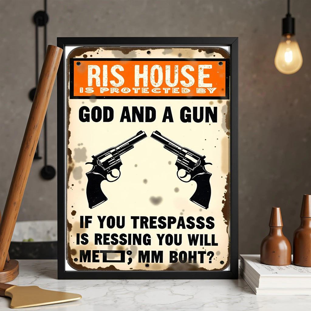 Vintage Revolver Design, Moisture-Proof Oil Painting on Recycled Wood,