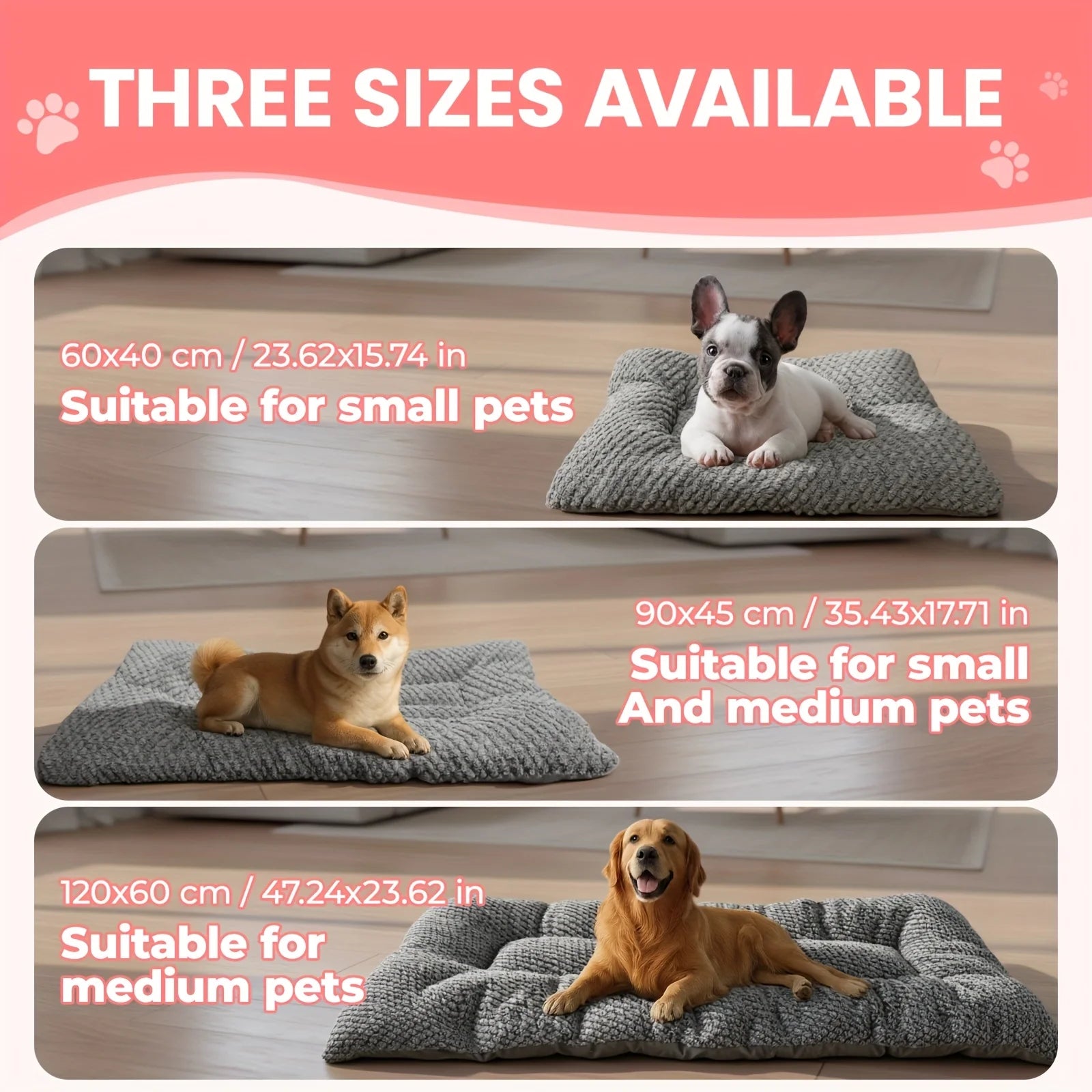 Extra-Large Plush Dog Crate Pad Pet Bed with Pillow Raised Edges Ultra-Soft Polyester Mattress for Small Medium Large Dogs