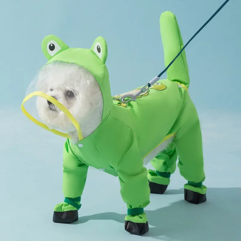 Puppy Dog with Feet Poncho All-inclusive Waterproof Bag Tail Four-legged Pet Clothes Dog Raincoat