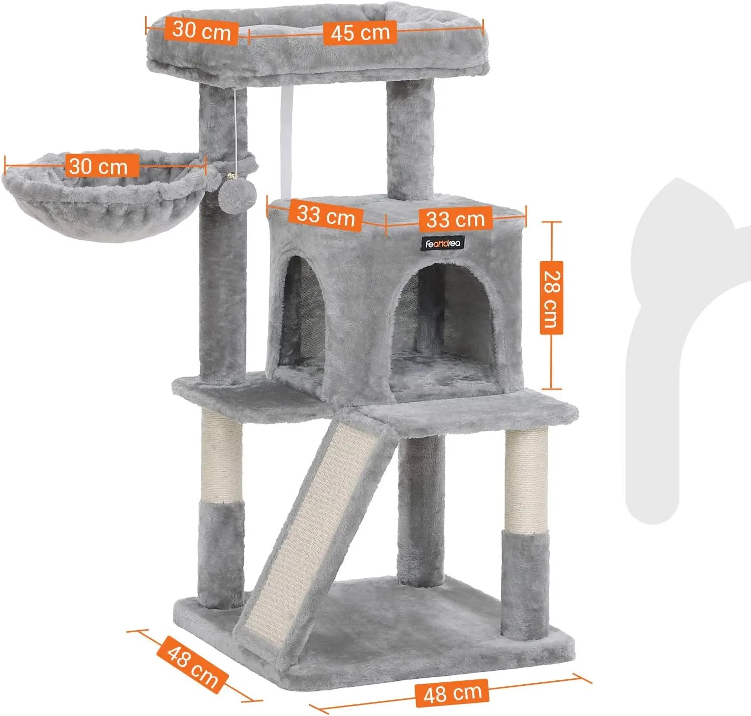 FEANDREA scratching post with large observation deck, scratching board by SONGMICS