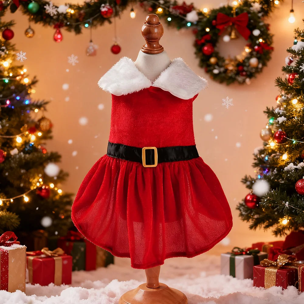 Cute Pet Dresses For Christmas Cosplay Dog Princess Skirt For Small Medium Dogs Cats Kitten Soft Cozy Pets Dresses Kitty Costume
