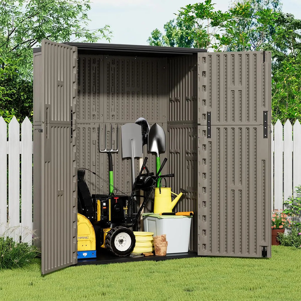 Outdoor Storage Shed,57 Cu.ft Vertical Outdoor Storage Cabinet Waterproof, Outdoor Resin Tool Shed for Patio, Customized