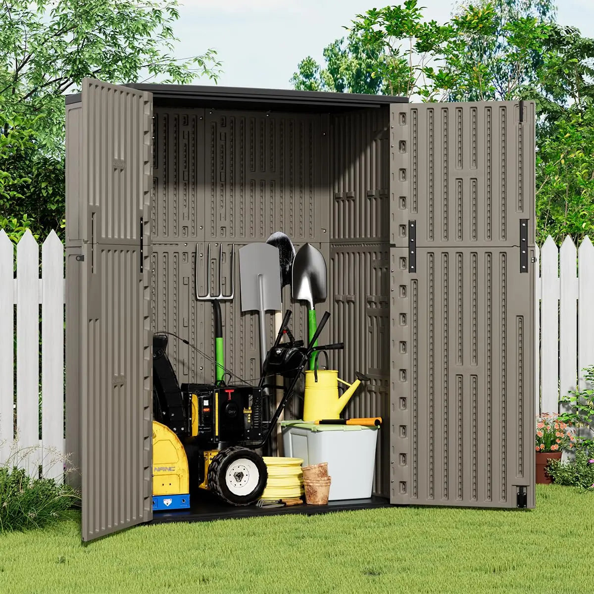 Outdoor Storage Shed,57 Cu.ft Vertical Outdoor Storage Cabinet Waterproof, Outdoor Resin Tool Shed for Patio, Customized