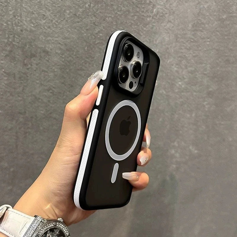 Luxury Matte Armor Phone Case For iPhone 16 15 14 11 12 13 Pro Max Plus Magsafe Magnetic Bumper Back Cases Cover Funda Coque