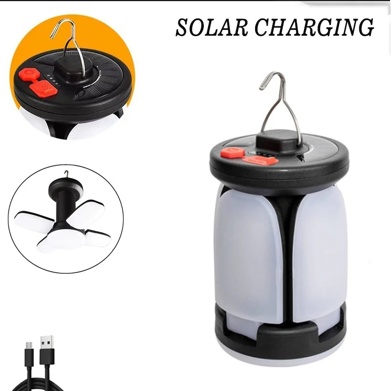 Rechargeable LED Camping Lantern With folding LED floodlight Portable Tent Light With 3 Light Modes For Camping, Hiking, Fishing