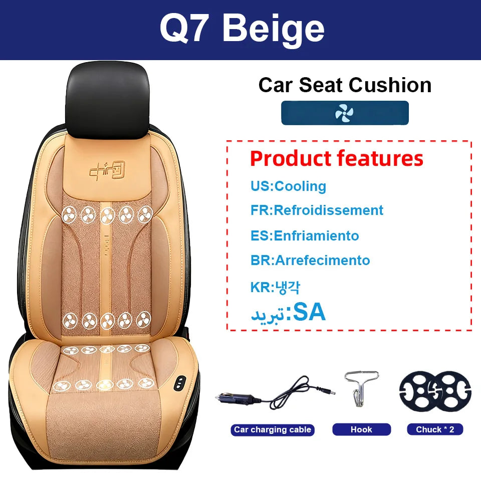 12V 3 In 1 Cooling Heating Massage Car Seat Cushion With Hidden 20 Fans Fast Blowing Ventilation Seat Cooling 3-Speed Adjustment