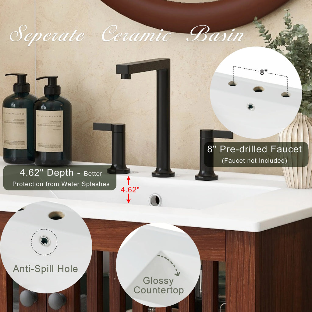 SH.KL 30 Inch  Bathroom Cabinet with 2 Soft-Close Doors, Bathroom Furniture, Vanities