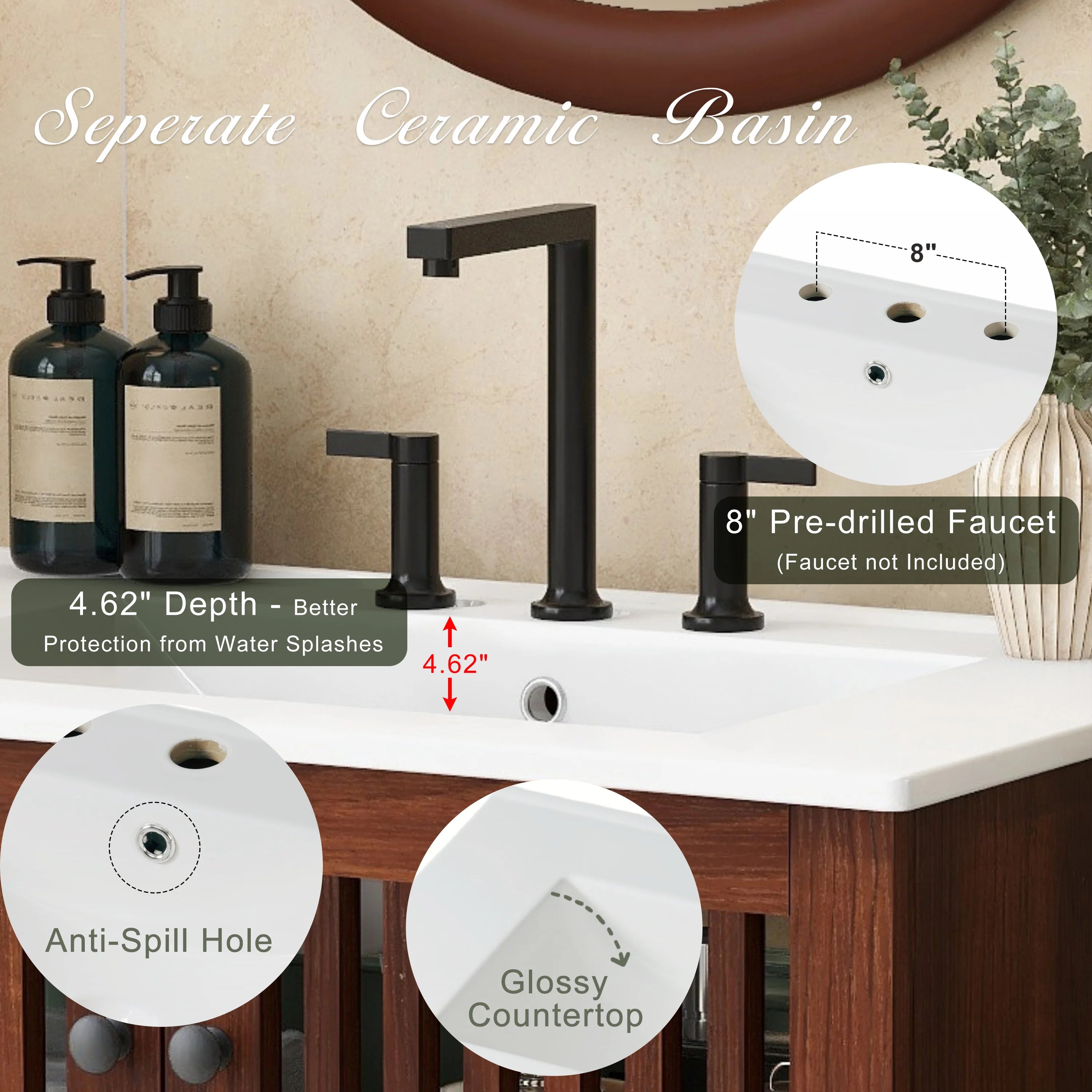 SH.KL 30 Inch  Bathroom Cabinet with 2 Soft-Close Doors, Bathroom Furniture, Vanities