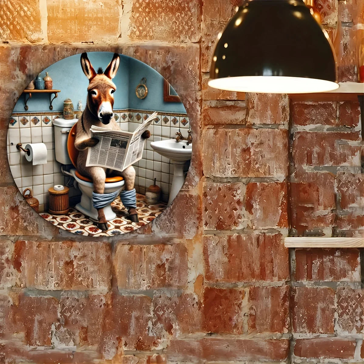 Funny Donkey Aluminum Wall Art - Metal Round Sign for Home, Bar, Cafe, Farmhouse Decor - Perfect Gift for All Occasions