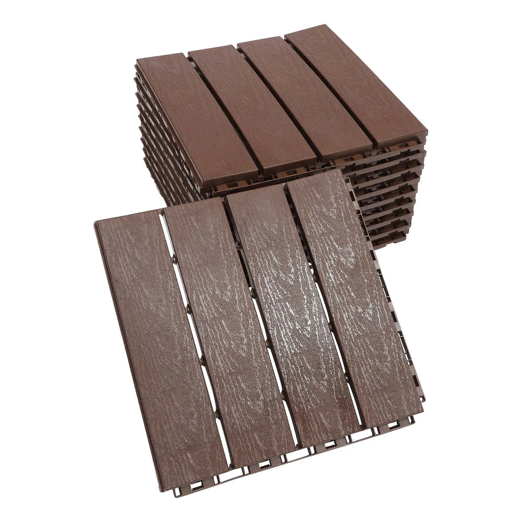 Balcony Flooring – 12-Pack Interlocking Deck Tiles – 12 x 12-inch Floor Tiles – Flooring for Balcony, Patio, Porch
