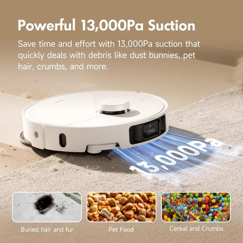 P10 Pro Ultra Robot Vacuum And Mop 13,000Pa Suction, 140°F Hot Water Auto Mop Washing & Drying, Dual Spinning Extenable Mop