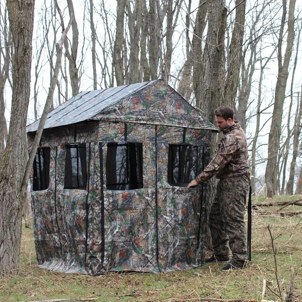 Deer Hunting Blind: Steel Frame, 8 Shooting Windows, 300D Fabric, Full-View for Archery & Firearms