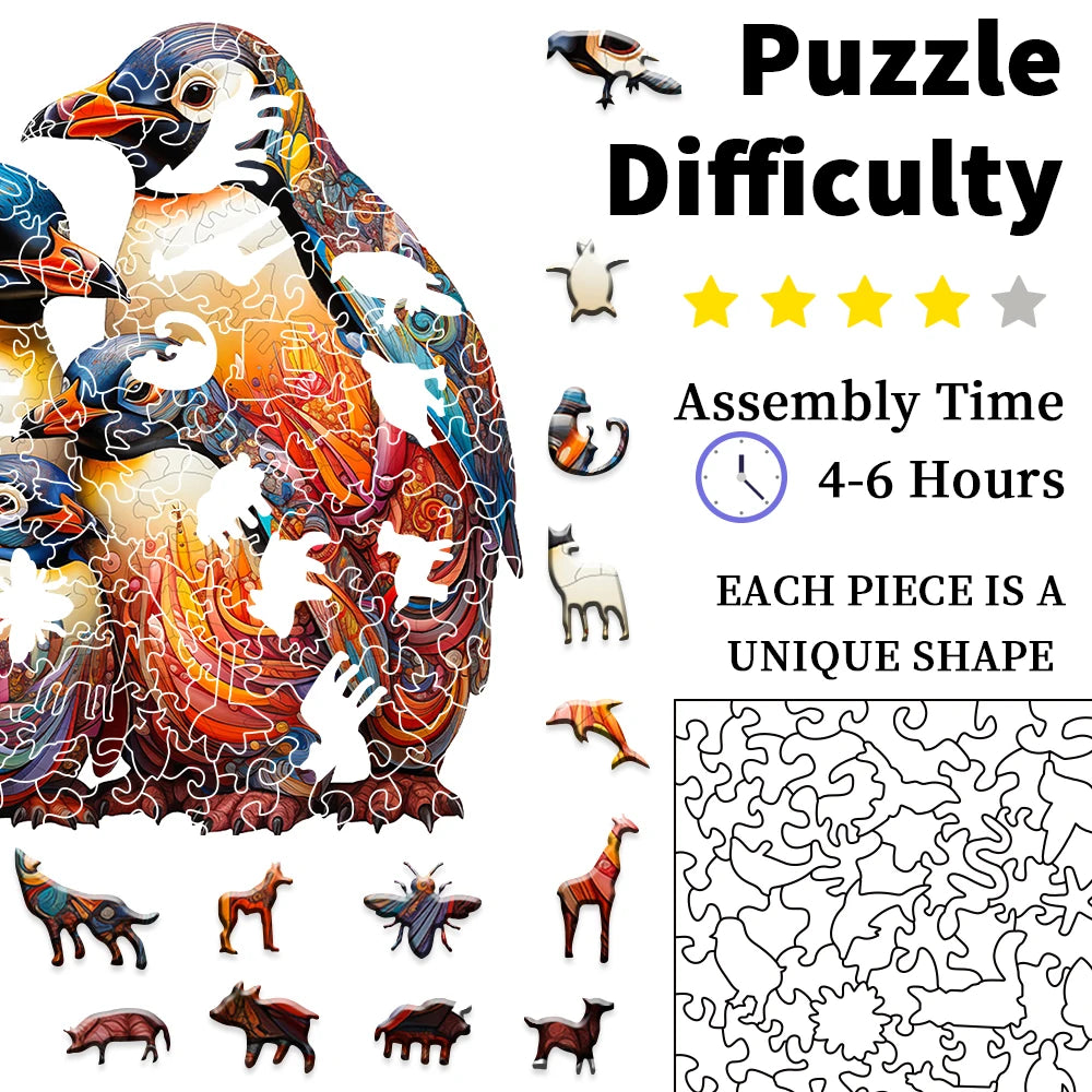 Penguin Wood Puzzle Home Decoration Painting Atress Eelief Roy Holiday Gift