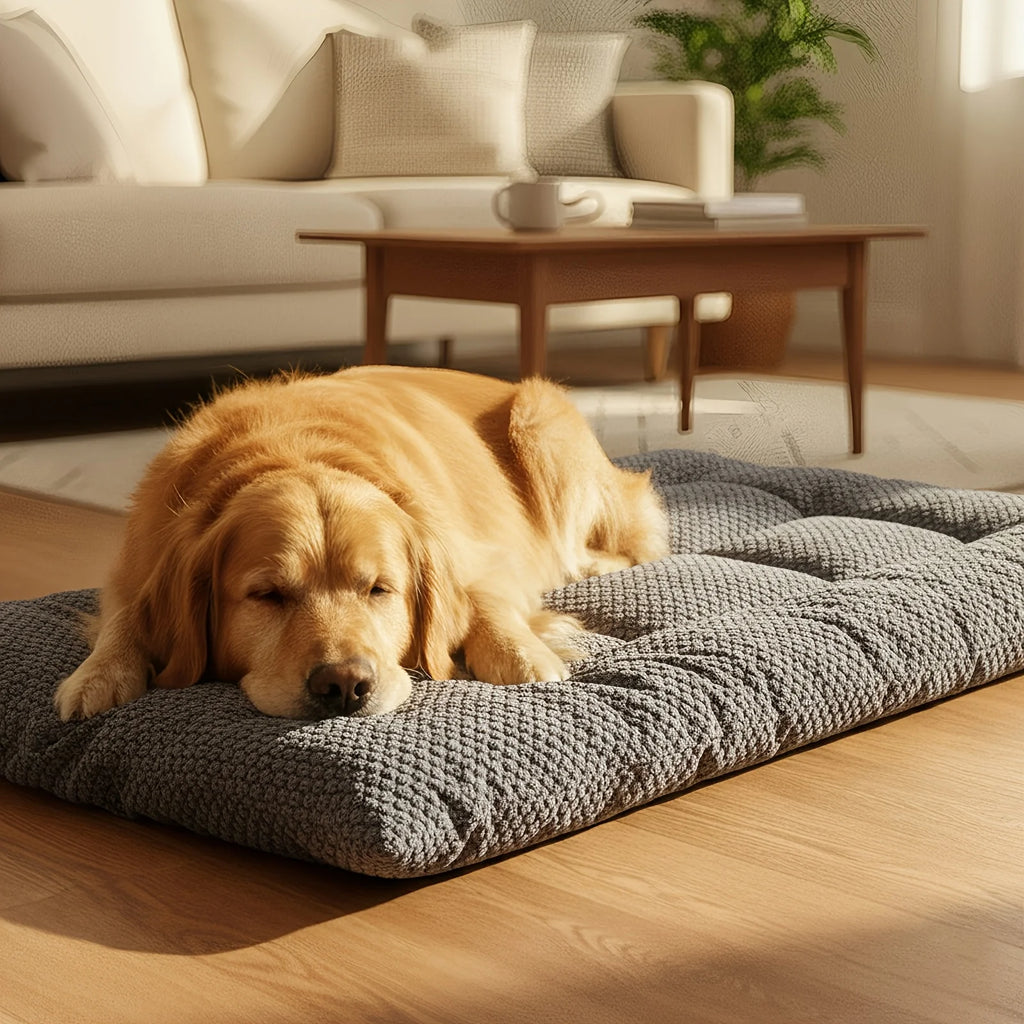 Extra-Large Plush Dog Crate Pad Pet Bed with Pillow Raised Edges Ultra-Soft Polyester Mattress for Small Medium Large Dogs