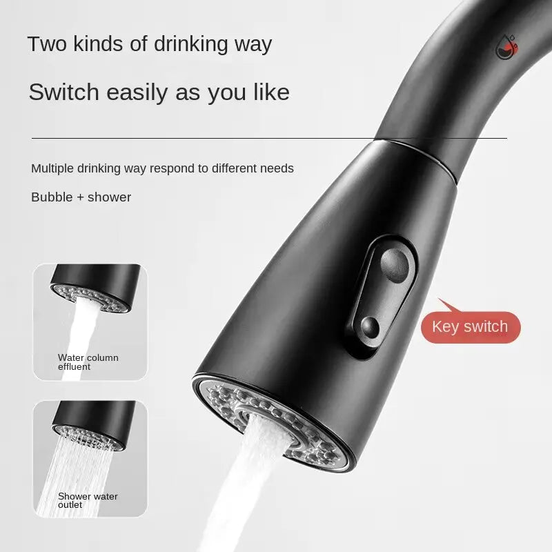 Stainless steel kitchen faucet single hole pull out spout kitchen sink mixer faucet flow spray head 360 swivel cleaning faucet