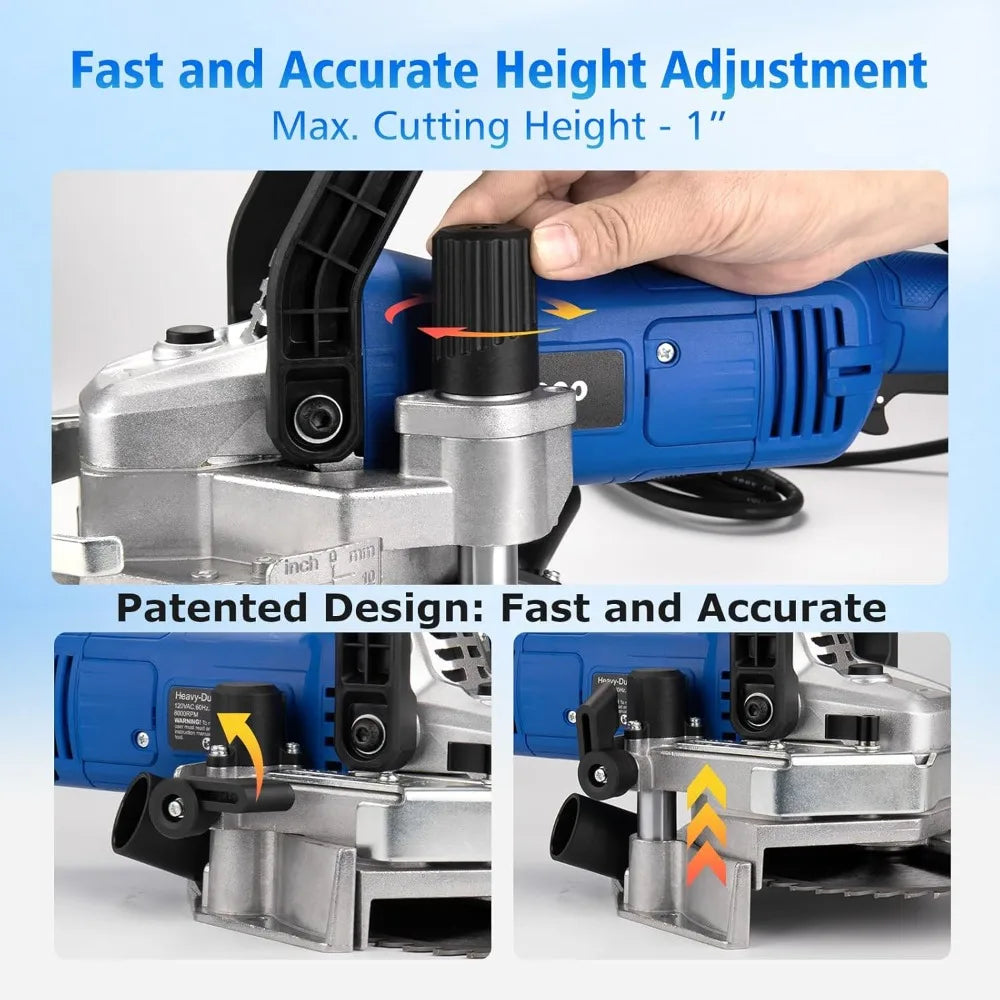 Heavy-Duty Undercut Saw Jamb Saw Kit 1800W 2.5HP 120V 60Hz, with Two 6.5" Alloy Blade (Wood) and One Diamond Blade Model EUS1800