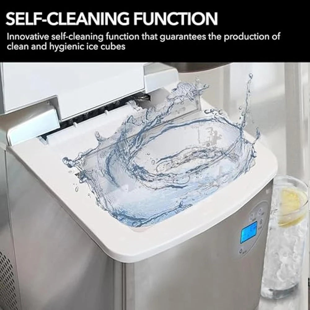 Free shipping - Portable 49lb Capacity Stainless Steel with Water Connection Ice Makers,Easy to use, One Size - New upgrade