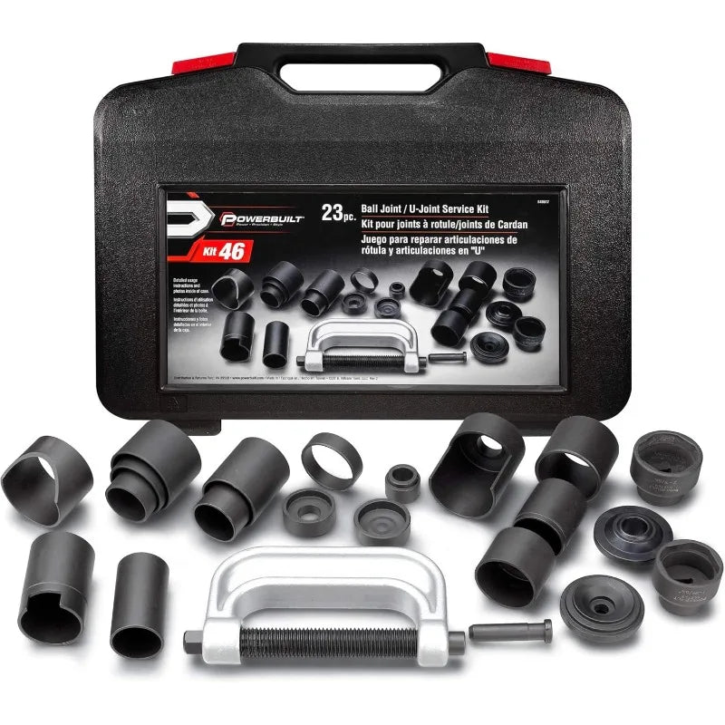 Ball and U Joint Service Set, 23 Piece Tool Kit, Remove and Install Ball Joints, Receiving Tube, Adapters, Sockets -