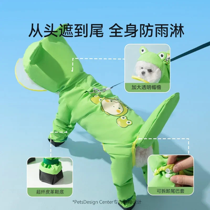 Puppy Dog with Feet Poncho All-inclusive Waterproof Bag Tail Four-legged Pet Clothes Dog Raincoat