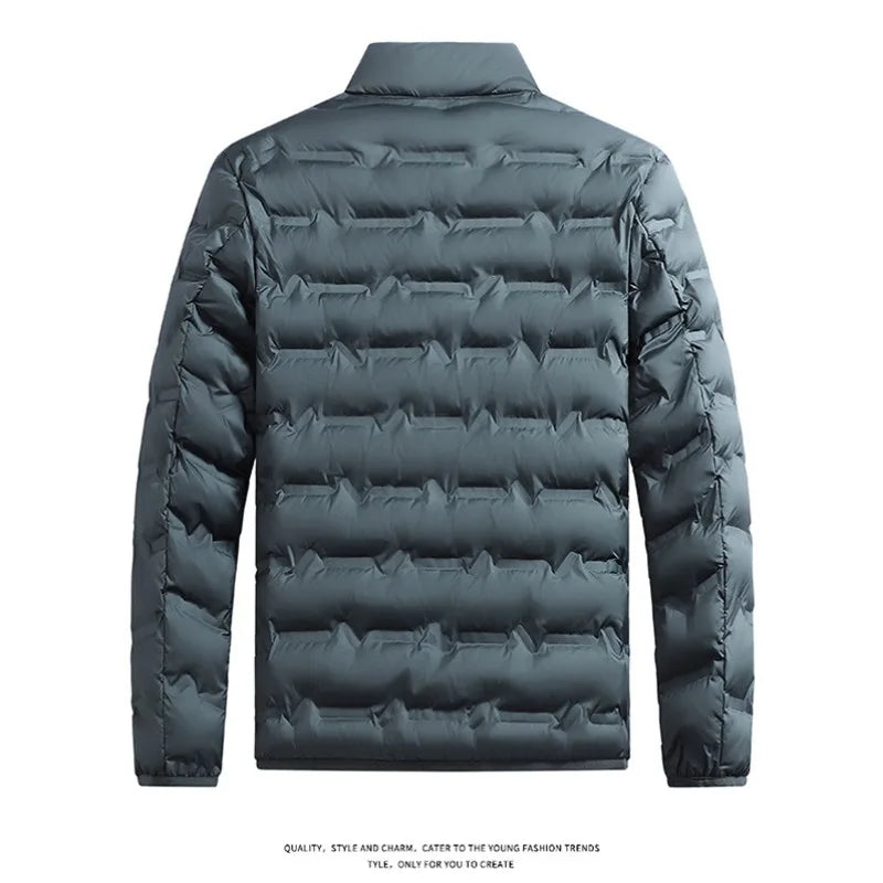 Winter Casual Warm Men Hiking Down Jacket Outdoor Windproof Outerwear Solid Color Thicken Male Down Coats Fashion Stand Collar