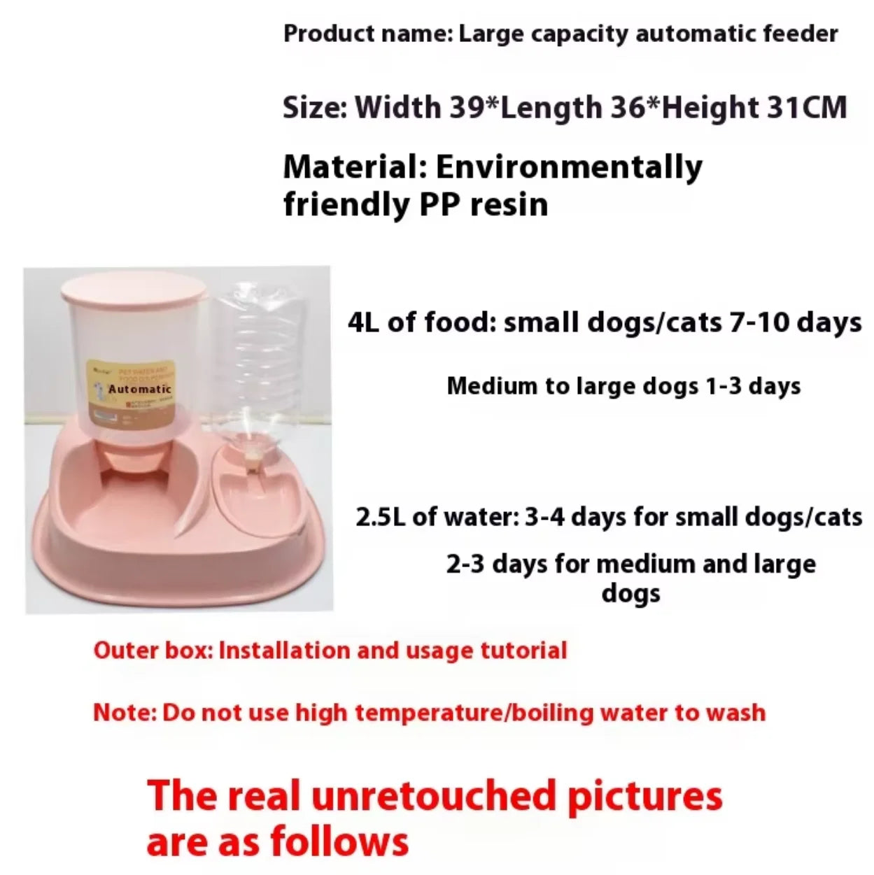 Pet Cat Automatic Feeder Drinking Water Large Capacity Water Dispenser Dry Wet Separation Food Container Pet Supplies