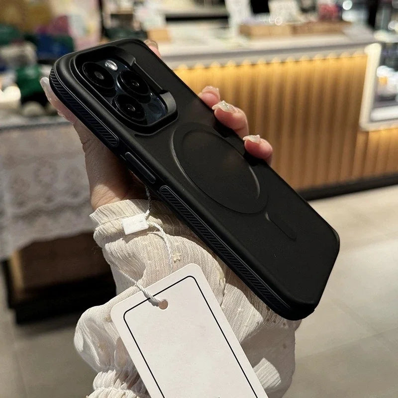 Luxury Matte Armor Phone Case For iPhone 16 15 14 11 12 13 Pro Max Plus Magsafe Magnetic Bumper Back Cases Cover Funda Coque