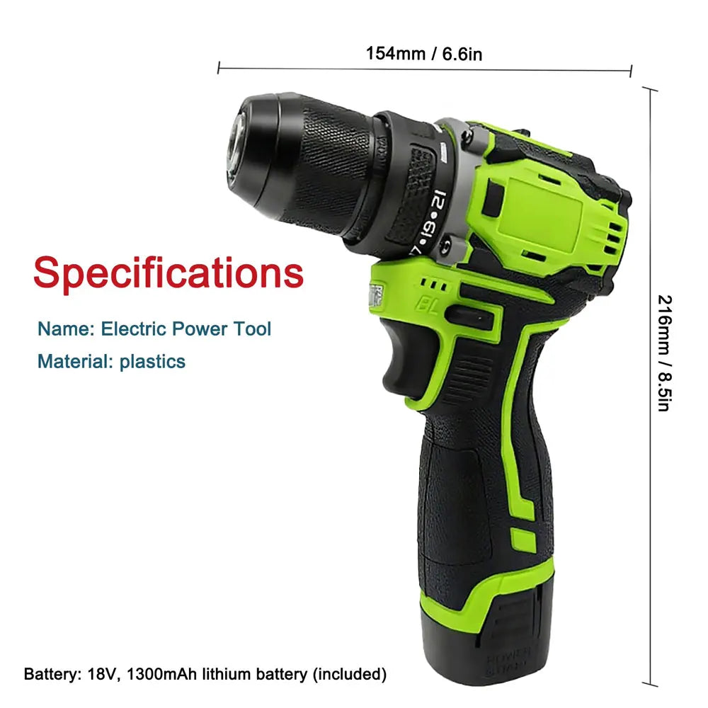 16.8V 2in1 Lithium Drill Electric Screwdriver Multi-function Power Tool 45Nm Torque Brushless Motor Practical Screw Driver