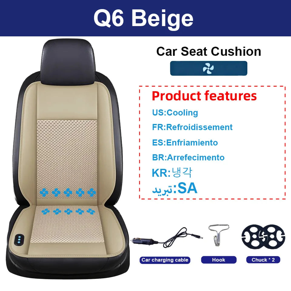 12V Seasons General Multi functional Seat Cover Car Seat Cushion With 10 Fan Ventilation Cooling＆2-Point Massage＆Full Heating